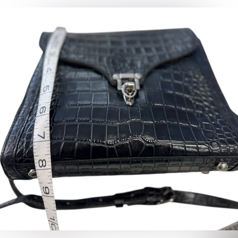 Patricia Nash - Croc Embossed Ashmore Crossbody Black Satchel - Picture 5 of 11